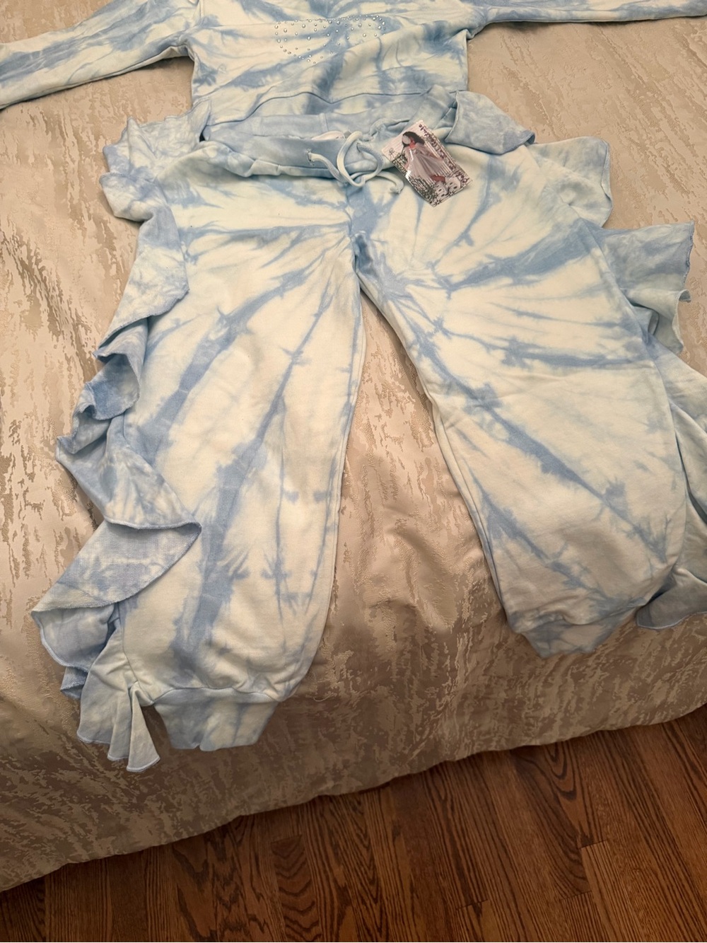 Ohh La La couture! Light Blue Tie-Dye Ruffle Lounge Set size 6/7 new with tags